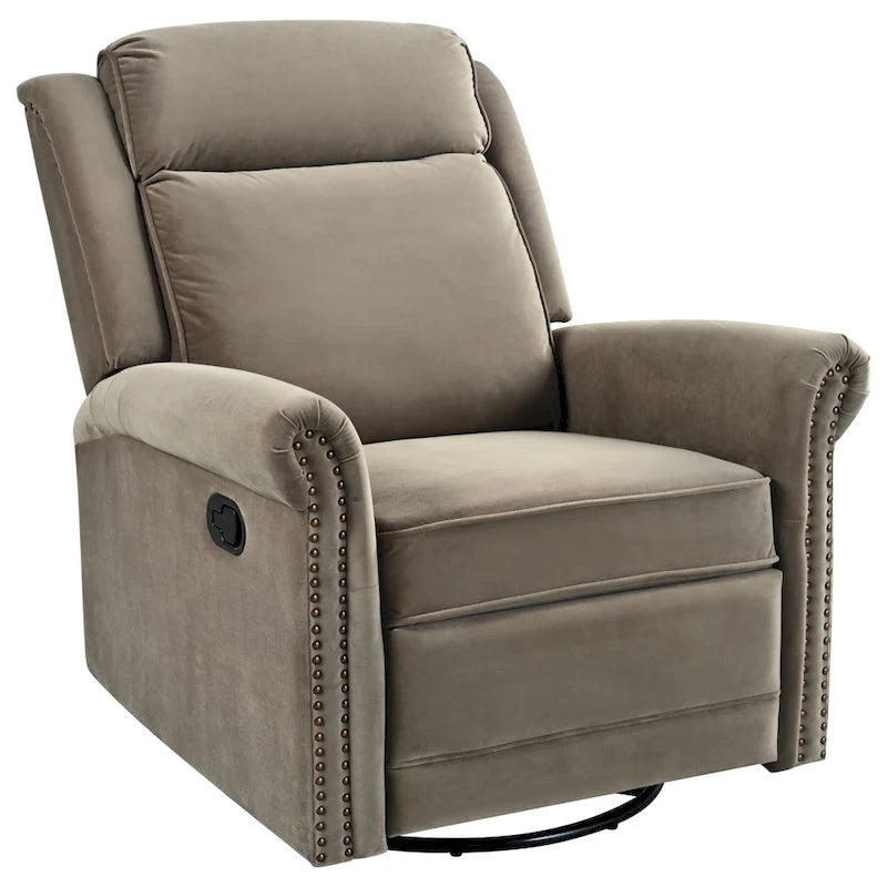 Poltrona reclinabile girevole moderna in velluto Marloo di Christopher Knight Home