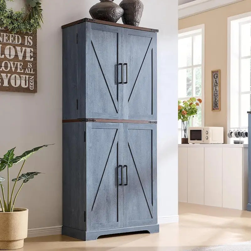 Dispensa da Cucina 72" a Colonna, Armadio Contenitore con Ante a Fienile - N/D
