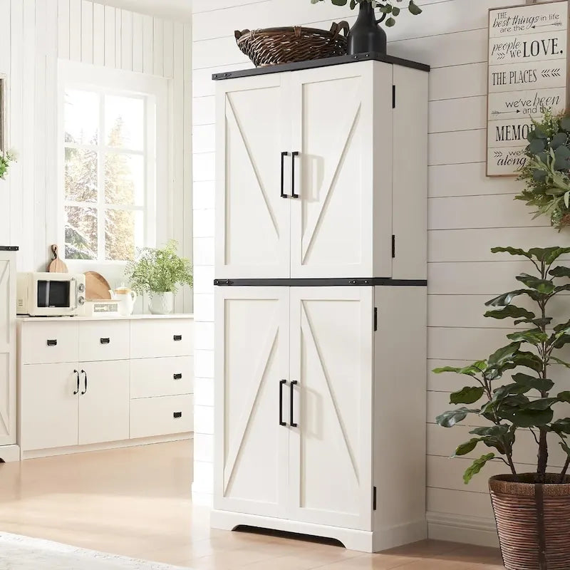 Dispensa da Cucina 72" a Colonna, Armadio Contenitore con Ante a Fienile - N/D