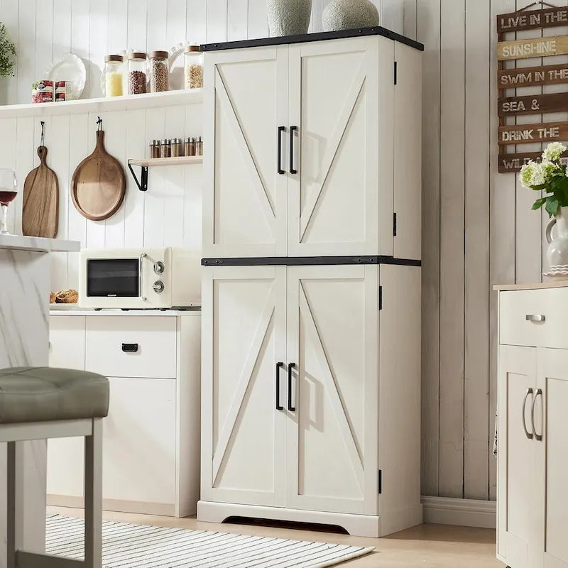 Dispensa da Cucina 72" a Colonna, Armadio Contenitore con Ante a Fienile - N/D