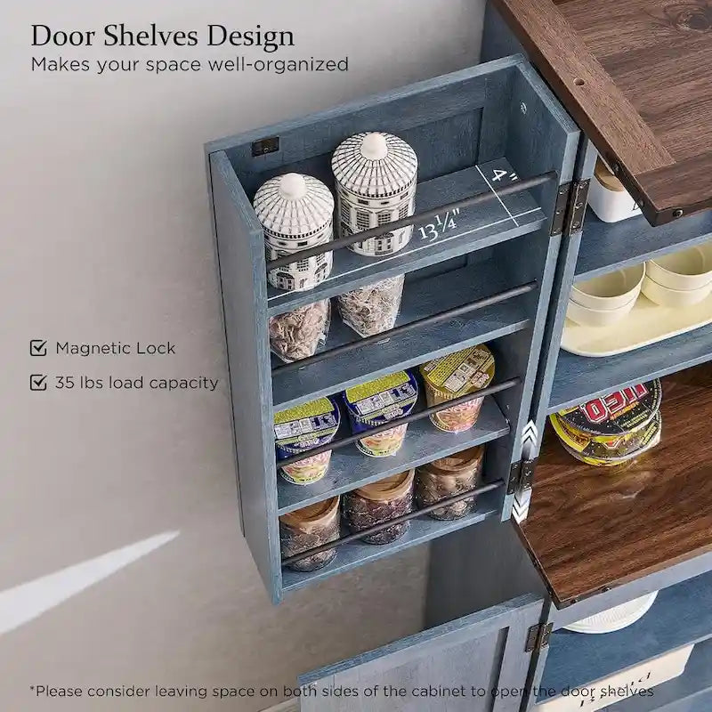 Dispensa da Cucina 72" a Colonna, Armadio Contenitore con Ante a Fienile - N/D
