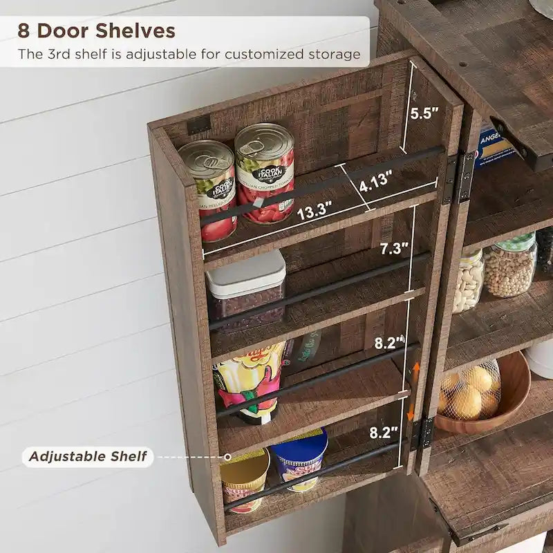 Dispensa da Cucina 72" a Colonna, Armadio Contenitore con Ante a Fienile - N/D