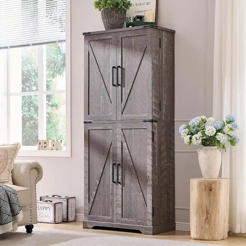 Dispensa da Cucina 72" a Colonna, Armadio Contenitore con Ante a Fienile - N/D