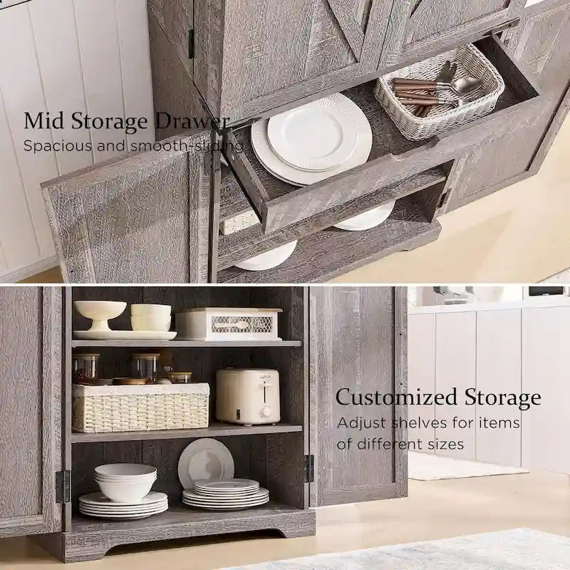 Dispensa da Cucina 72" a Colonna, Armadio Contenitore con Ante a Fienile - N/D