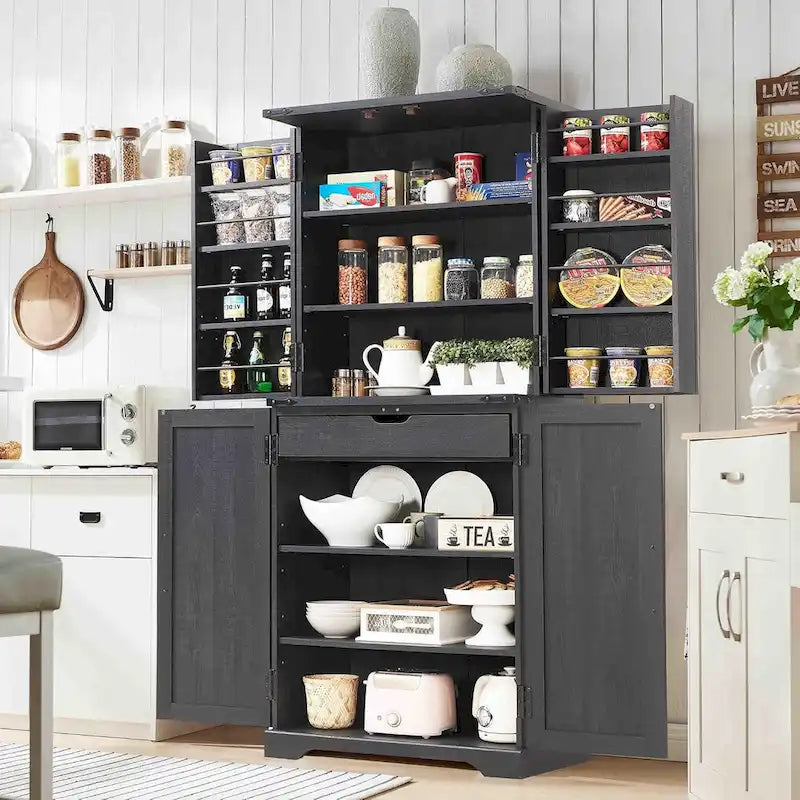 Dispensa da Cucina 72" a Colonna, Armadio Contenitore con Ante a Fienile - N/D