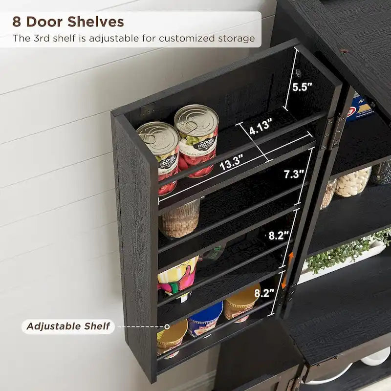 Dispensa da Cucina 72" a Colonna, Armadio Contenitore con Ante a Fienile - N/D