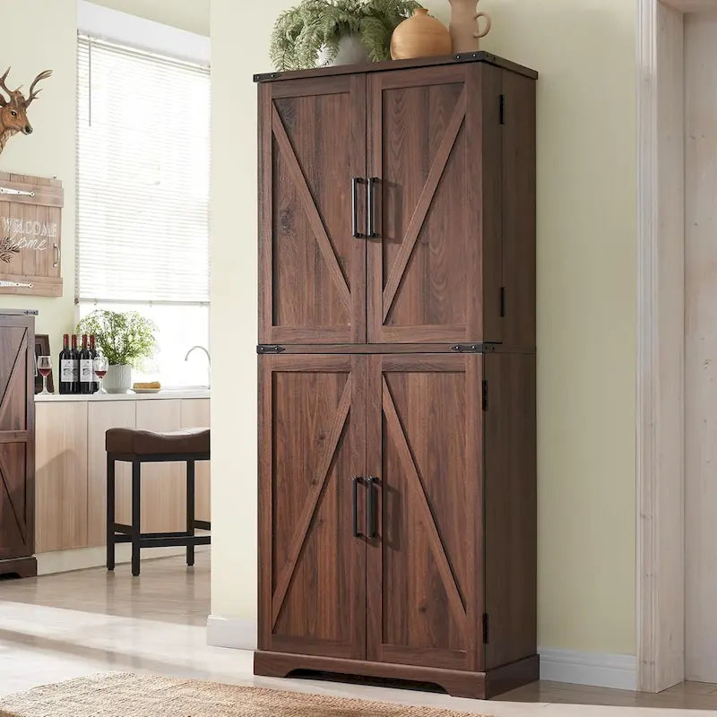 Dispensa da Cucina 72" a Colonna, Armadio Contenitore con Ante a Fienile - N/D