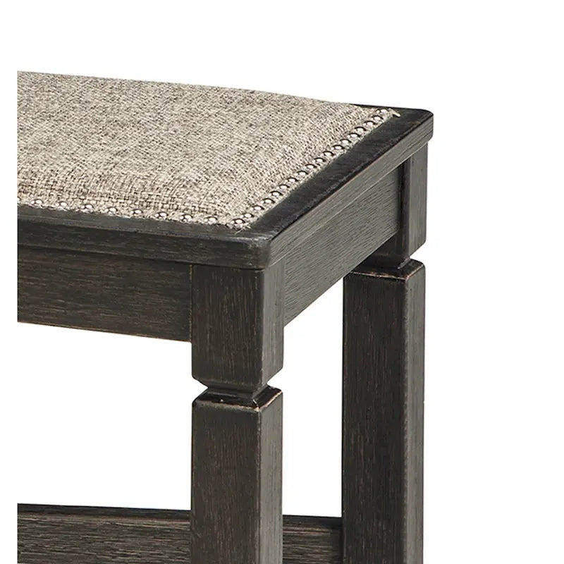 Panca da pranzo con traverse a X e borchie decorative, legno nero, 127 cm