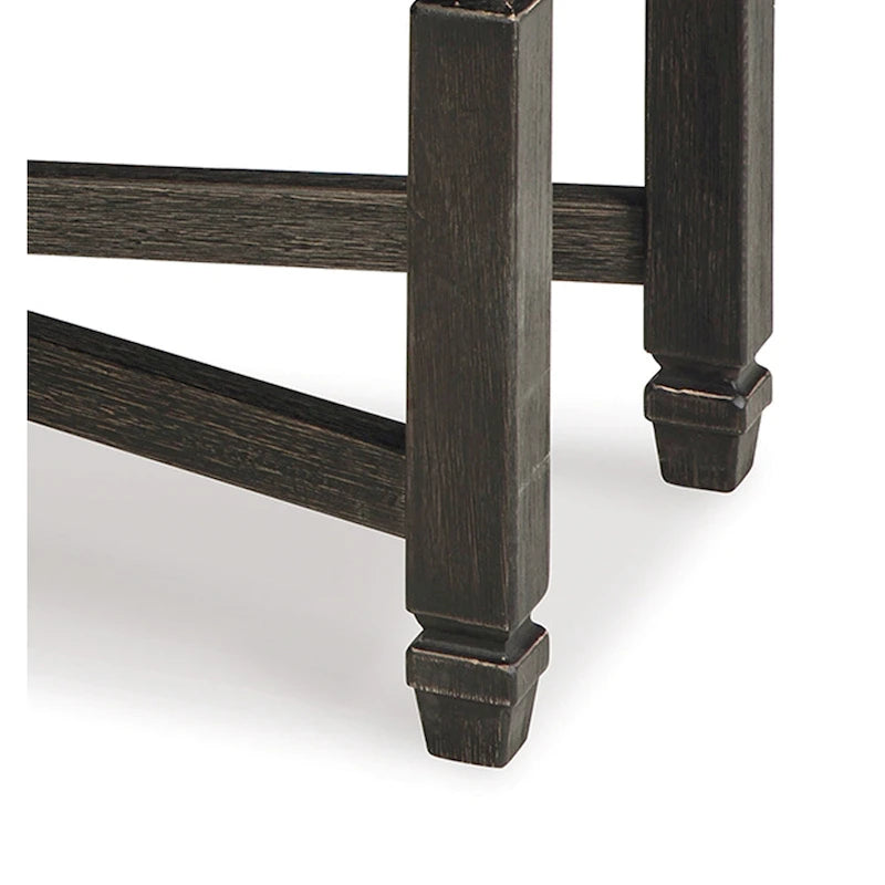 Panca da pranzo con traverse a X e borchie decorative, legno nero, 127 cm