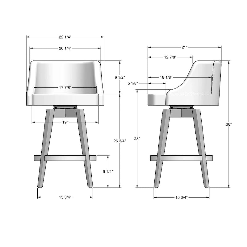 Sgabello girevole da bancone e bar con base in legno massello