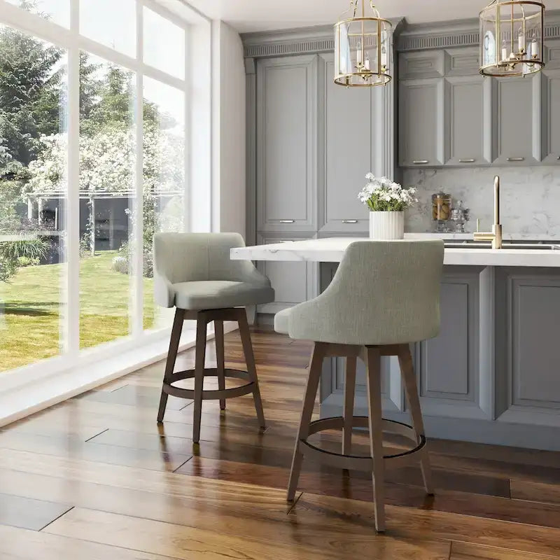 Sgabello girevole da bancone e bar con base in legno massello