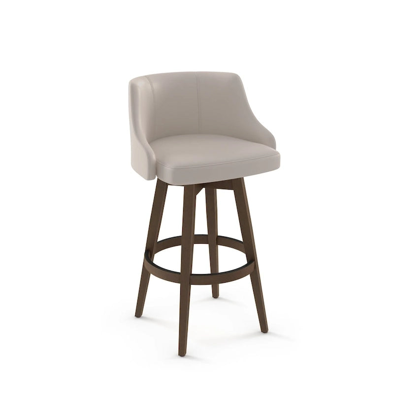 Sgabello girevole da bancone e bar con base in legno massello