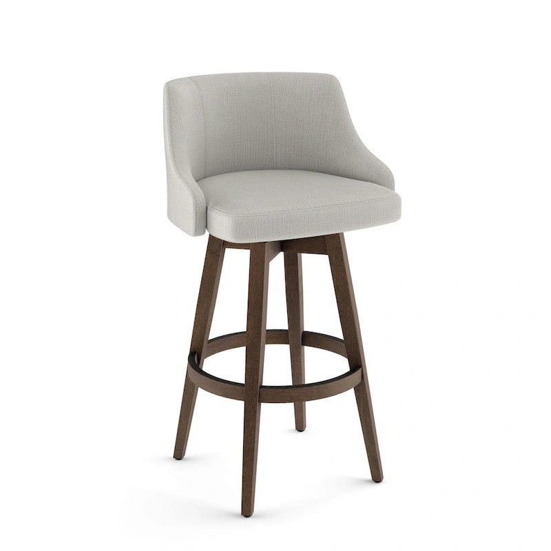 Sgabello girevole da bancone e bar con base in legno massello