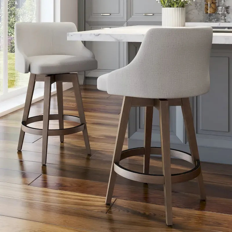 Sgabello girevole da bancone e bar con base in legno massello