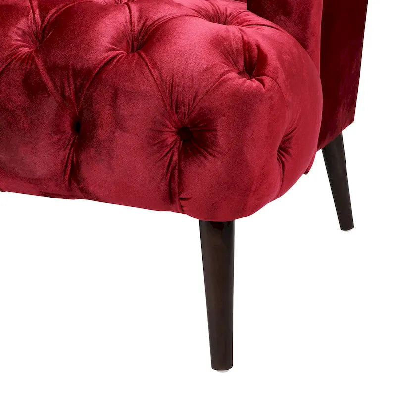 Divano a 3 posti in velluto trapuntato Modern Glam con gambe in betulla color noce