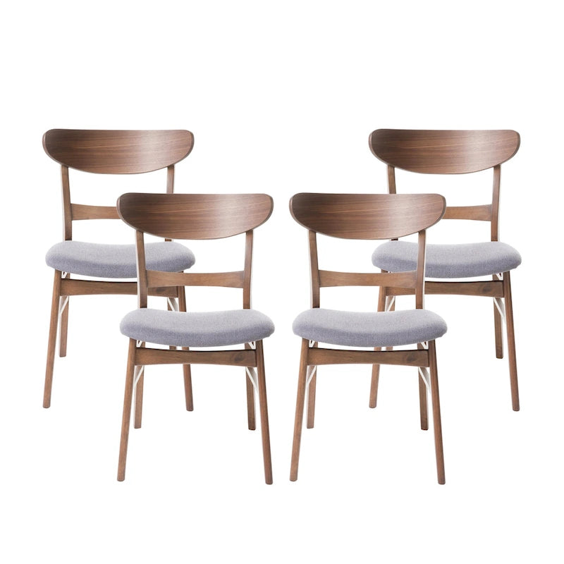 Sedie da pranzo senza braccioli in stile Mid-Century Modern con gambe oblique - Set da 4