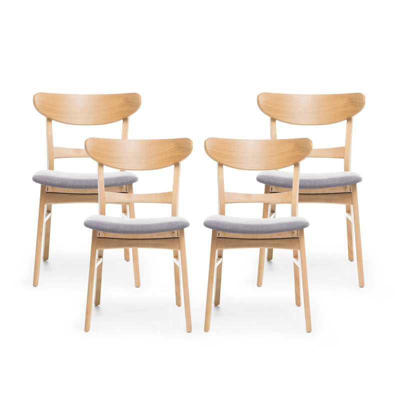 Sedie da pranzo senza braccioli in stile Mid-Century Modern con gambe oblique - Set da 4