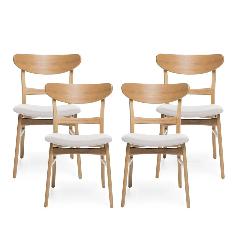 Sedie da pranzo senza braccioli in stile Mid-Century Modern con gambe oblique - Set da 4