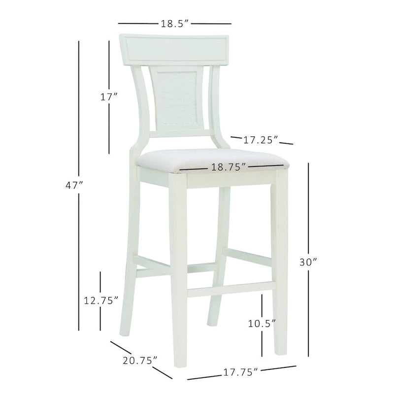 Sgabello da Bar in Rattan Intrecciato a Mano con Sedile Imbottito Stile Farmhouse - Altezza 76 cm