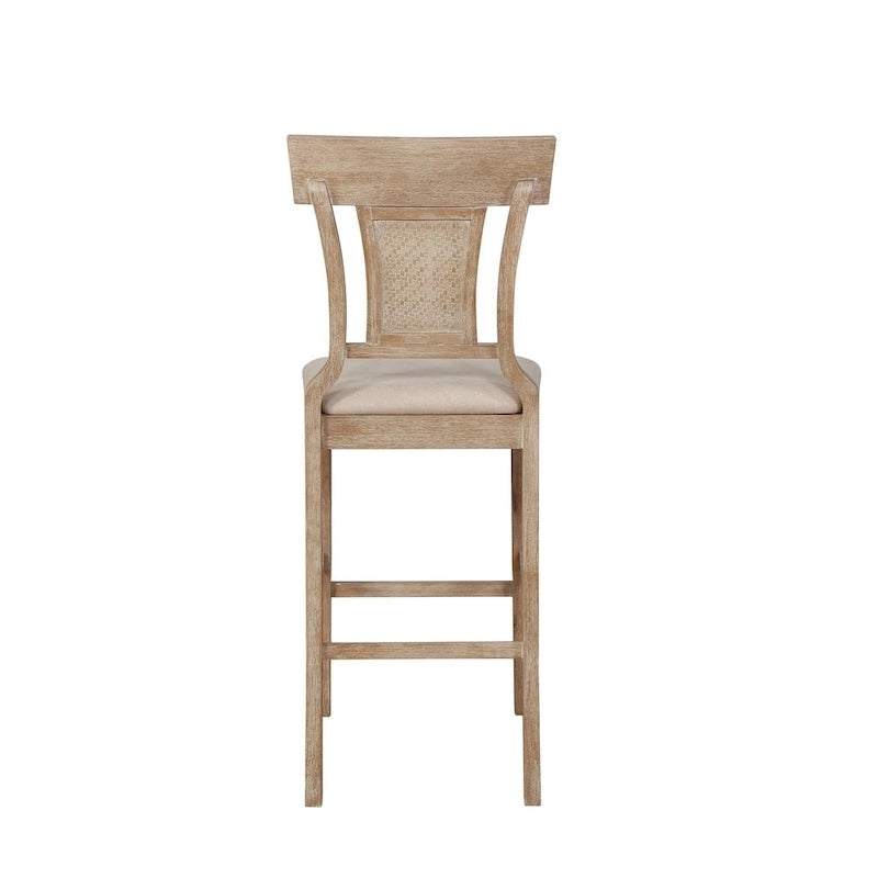 Sgabello da Bar in Rattan Intrecciato a Mano con Sedile Imbottito Stile Farmhouse - Altezza 76 cm