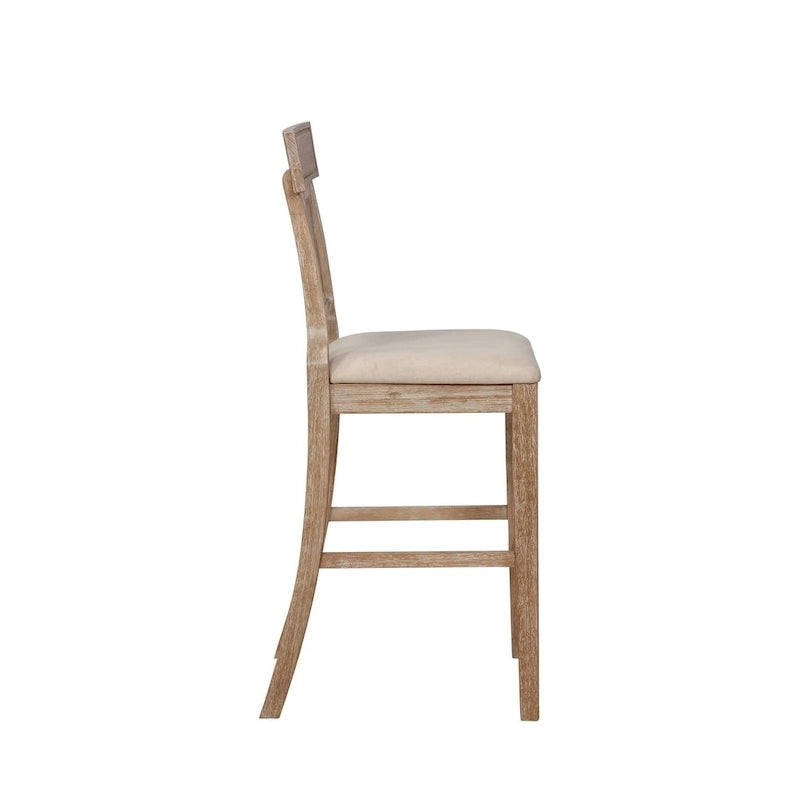 Sgabello da Bar in Rattan Intrecciato a Mano con Sedile Imbottito Stile Farmhouse - Altezza 76 cm