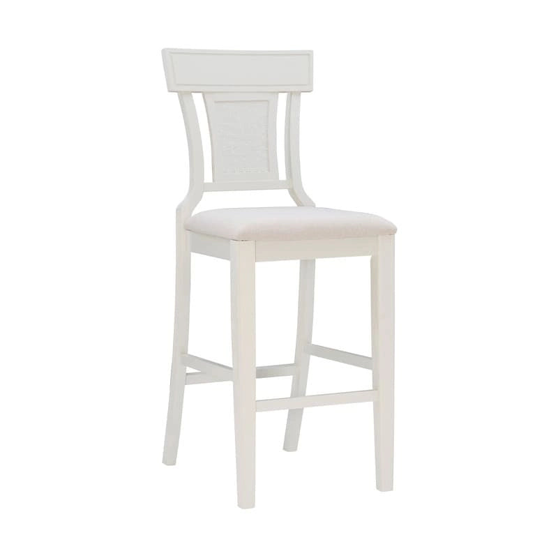 Sgabello da Bar in Rattan Intrecciato a Mano con Sedile Imbottito Stile Farmhouse - Altezza 76 cm