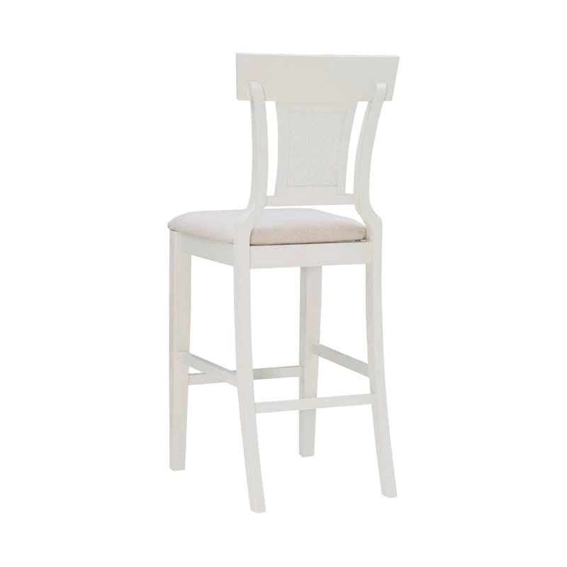 Sgabello da Bar in Rattan Intrecciato a Mano con Sedile Imbottito Stile Farmhouse - Altezza 76 cm