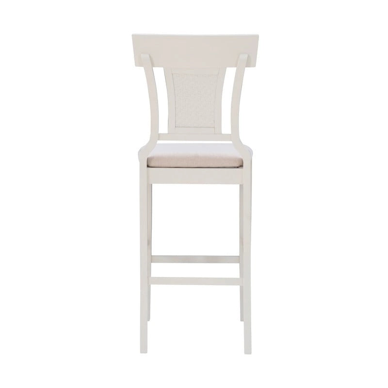 Sgabello da Bar in Rattan Intrecciato a Mano con Sedile Imbottito Stile Farmhouse - Altezza 76 cm