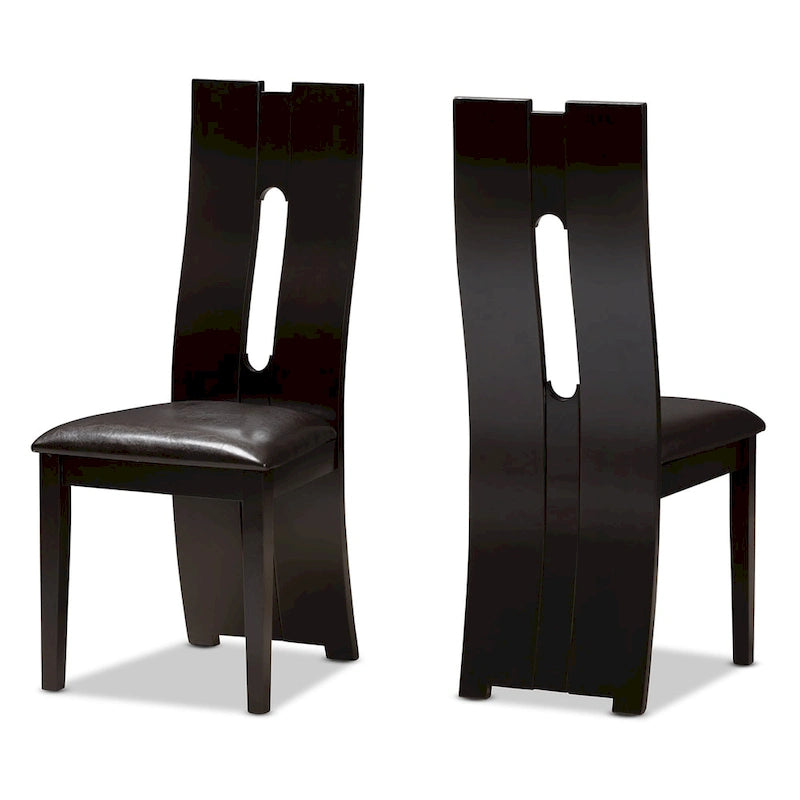 Set da pranzo contemporaneo 5 pezzi in similpelle marrone scuro