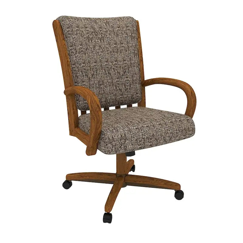 Sedia da pranzo imbottita con ruote, memory foam e inclinazione girevole - Finitura castagno
