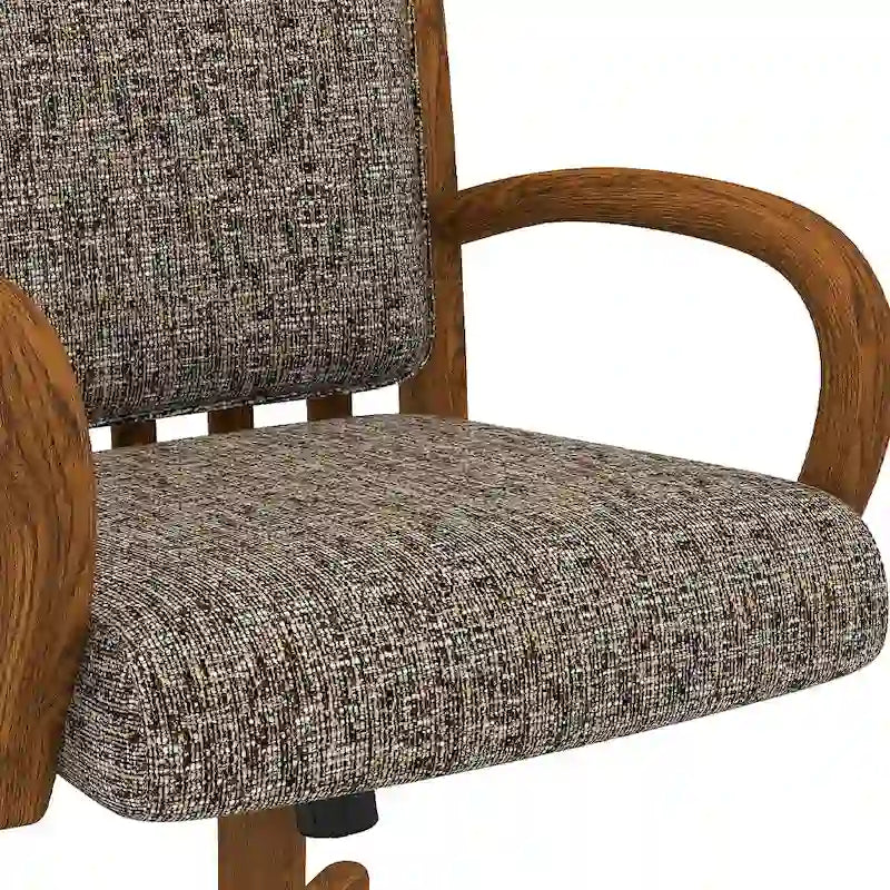 Sedia da pranzo imbottita con ruote, memory foam e inclinazione girevole - Finitura castagno