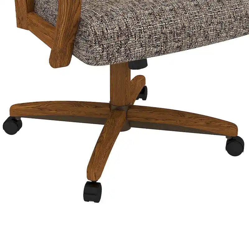 Sedia da pranzo imbottita con ruote, memory foam e inclinazione girevole - Finitura castagno