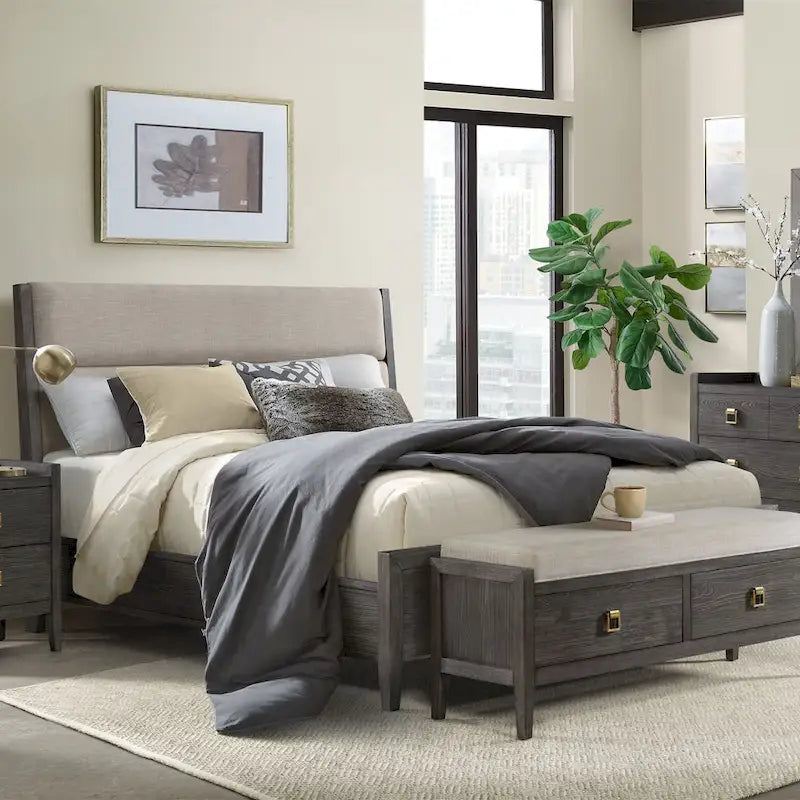 Panca contenitore da 147 cm per camera da letto - Finitura Brindle Spazzolato