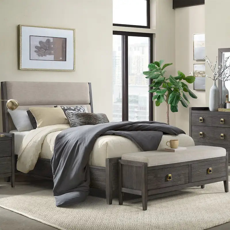 Panca contenitore da 147 cm per camera da letto - Finitura Brindle Spazzolato