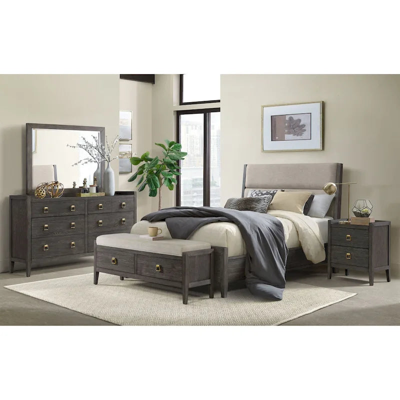 Panca contenitore da 147 cm per camera da letto - Finitura Brindle Spazzolato