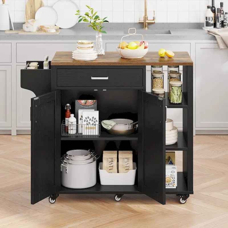 Carrello da cucina con isola, mobiletto su ruote