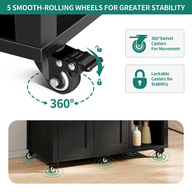 Carrello da cucina con isola, mobiletto su ruote