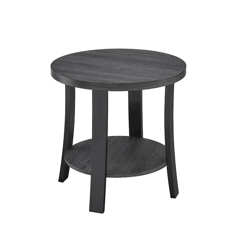Tavolino rotondo in legno contemporaneo con ripiano - diametro 58 cm