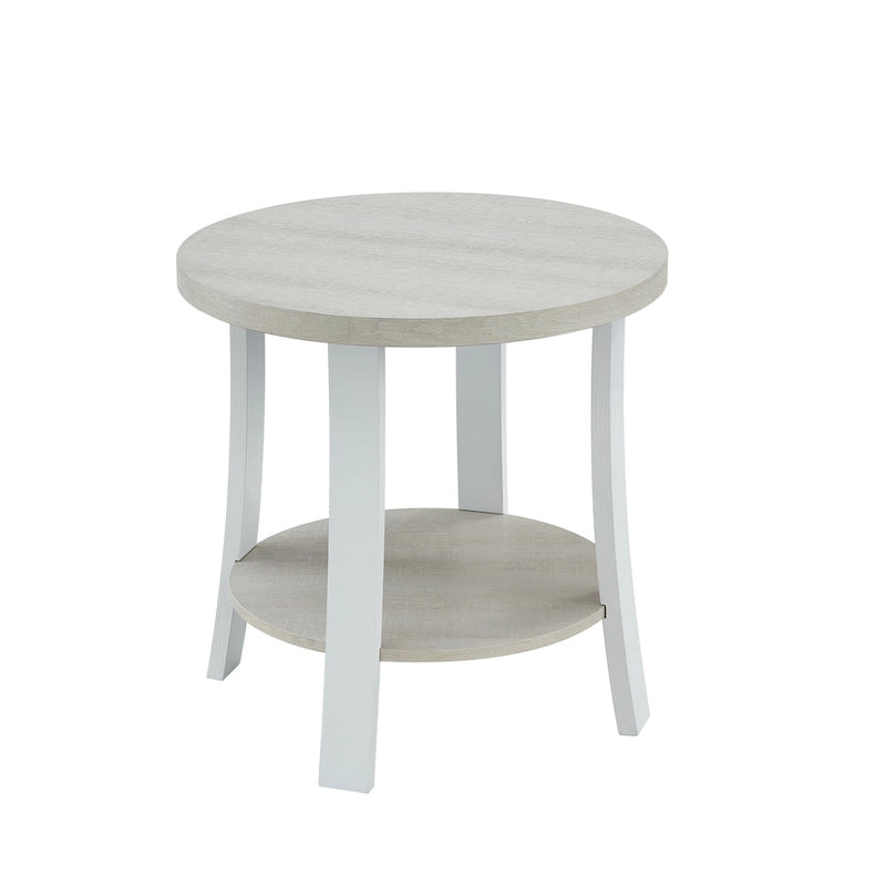 Tavolino rotondo in legno contemporaneo con ripiano - diametro 58 cm