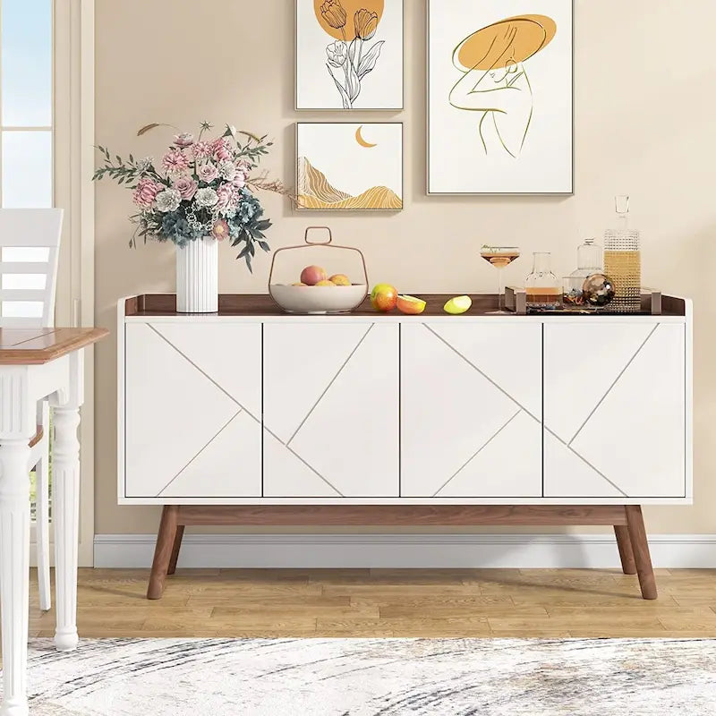 Credenza da 55 pollici, mobile da cucina, credenza da bar con contenitore e ante per sala da pranzo, soggiorno, ingresso