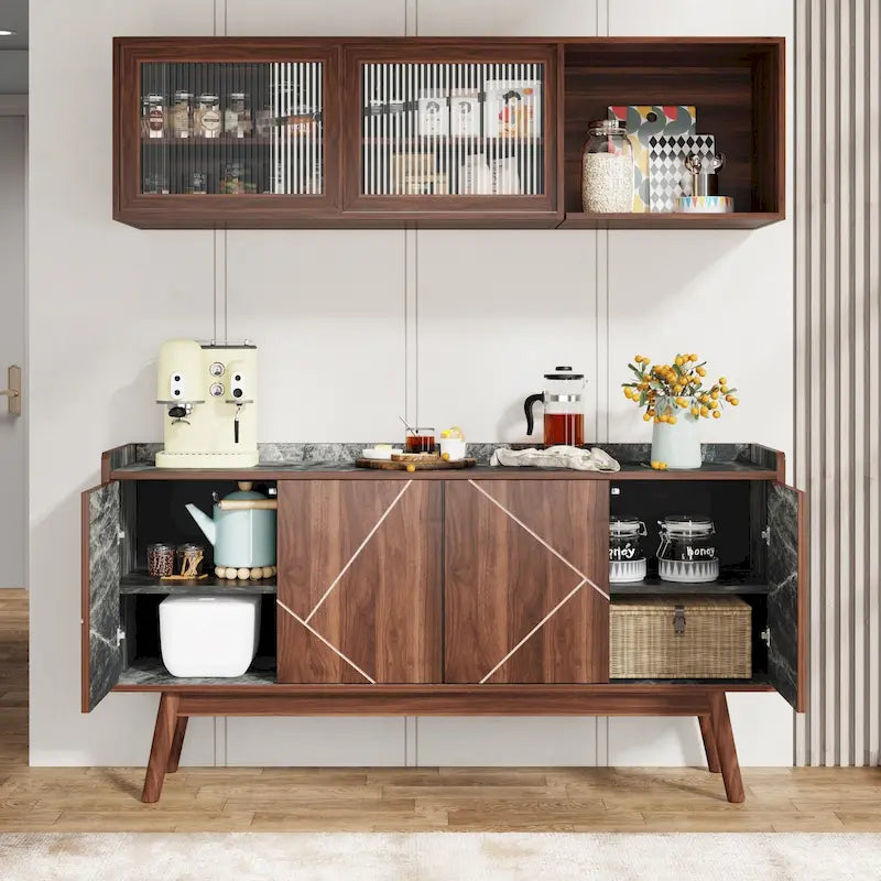 Credenza da 55 pollici, mobile da cucina, credenza da bar con contenitore e ante per sala da pranzo, soggiorno, ingresso
