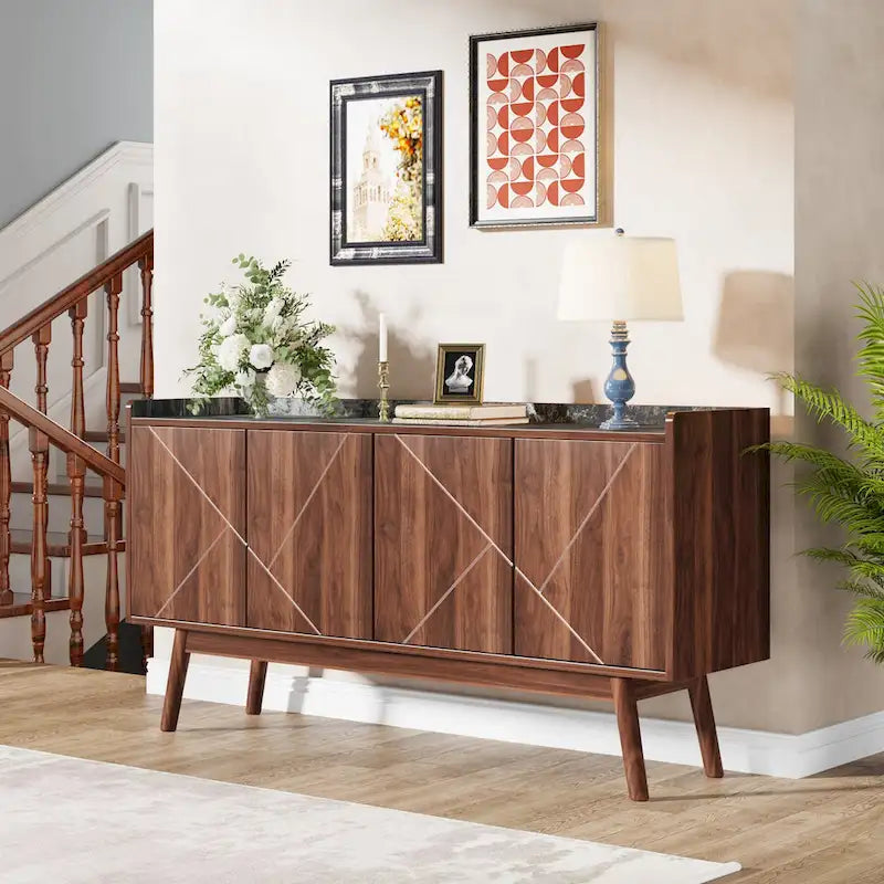 Credenza da 55 pollici, mobile da cucina, credenza da bar con contenitore e ante per sala da pranzo, soggiorno, ingresso