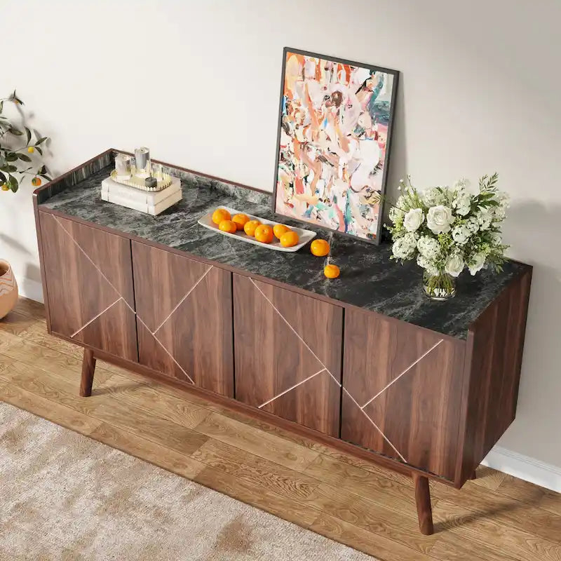 Credenza da 55 pollici, mobile da cucina, credenza da bar con contenitore e ante per sala da pranzo, soggiorno, ingresso