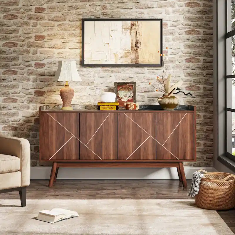 Credenza da 55 pollici, mobile da cucina, credenza da bar con contenitore e ante per sala da pranzo, soggiorno, ingresso