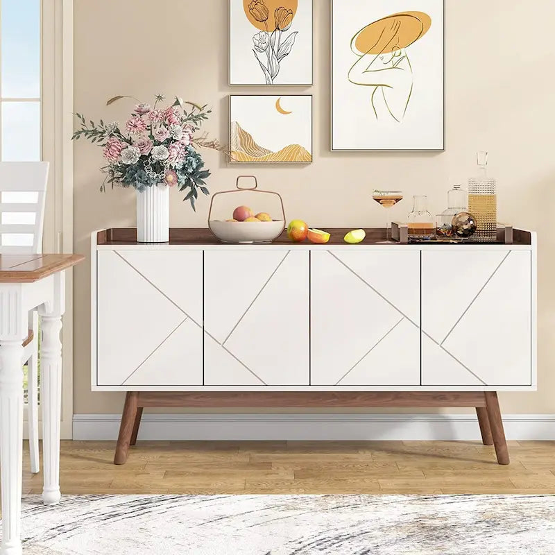 Credenza da 55 pollici, mobile da cucina, credenza da bar con contenitore e ante per sala da pranzo, soggiorno, ingresso