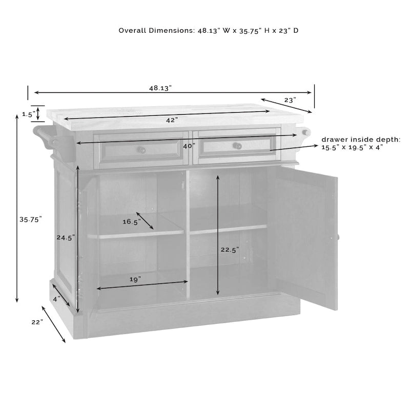 Isola da Cucina con Piano in Legno Massello Finitura Nera con Sgabelli - 47,75 L x 23 P x 35,75 A