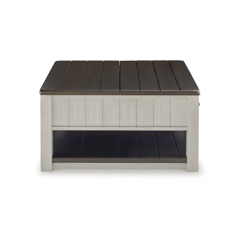 Tavolino elevabile grigio/marrone rustico con cassetti e rotelle - 35,5L x 35,5P x 19,38A