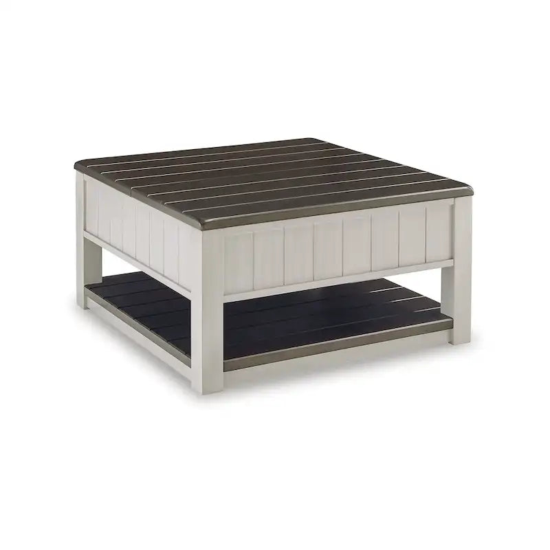 Tavolino elevabile grigio/marrone rustico con cassetti e rotelle - 35,5L x 35,5P x 19,38A