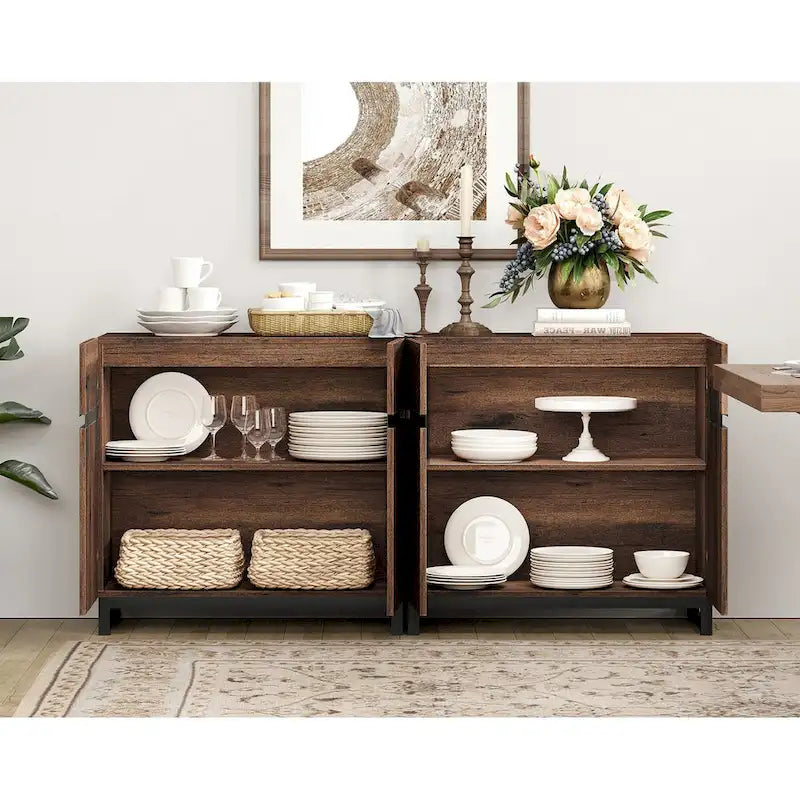 Credenza moderna a buffet con ripiani regolabili, tavolino da caffè per sala da pranzo