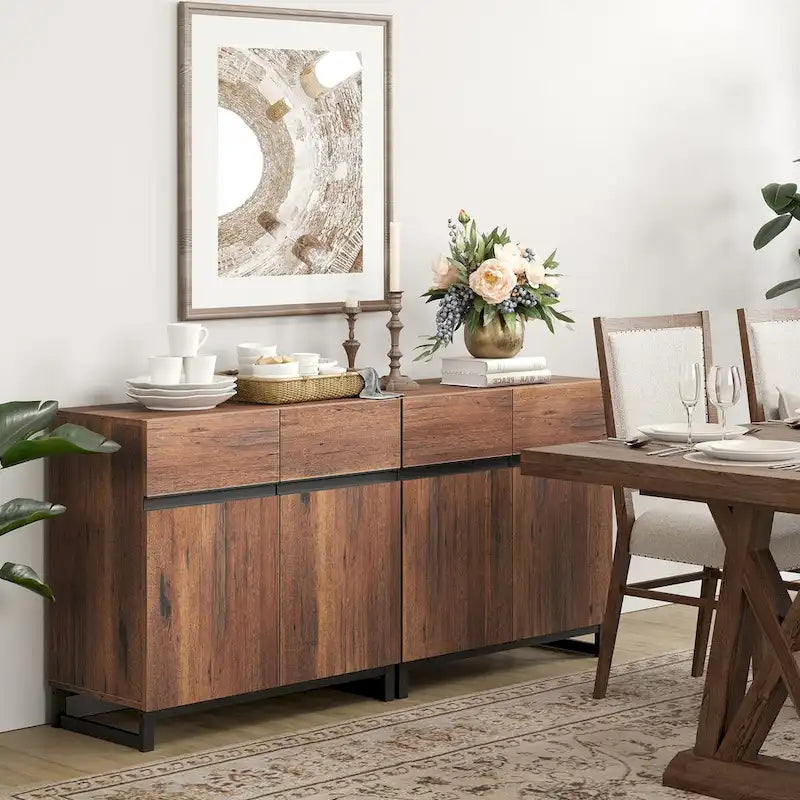 Credenza moderna a buffet con ripiani regolabili, tavolino da caffè per sala da pranzo